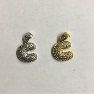 Gold Plated Brass Bubble Letter Initial C w/Chain